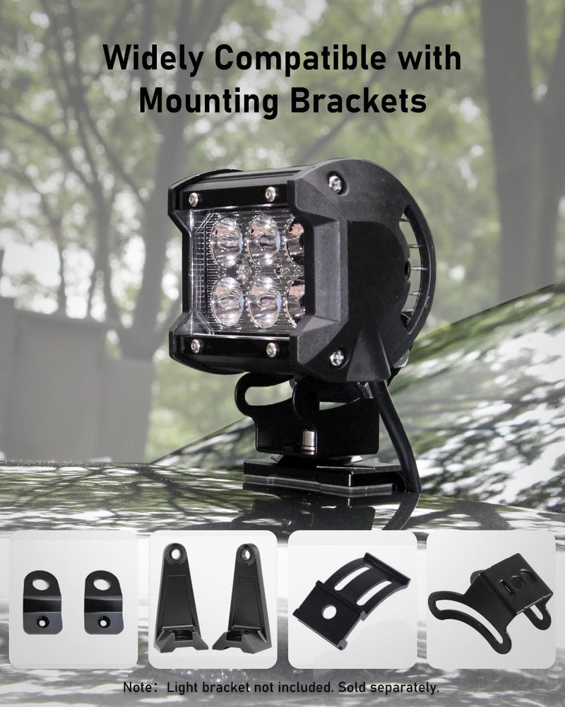 BELINOUS Hood Light Mounting Bracket, 2PCS Ditch Light Brackets for Led Light Bar Work Light Pillar Pod, Hood Hinge Light Bracket for Truck SUV Cars, Aluminum Alloy Clamp Mount No Drilling (Black) - Image 3